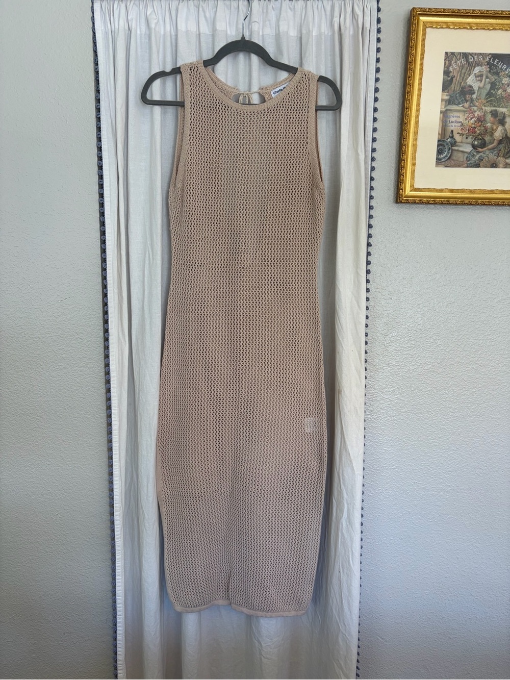 Charlie Holiday Open-Knit Sleeveless Midi Dress - Taupe